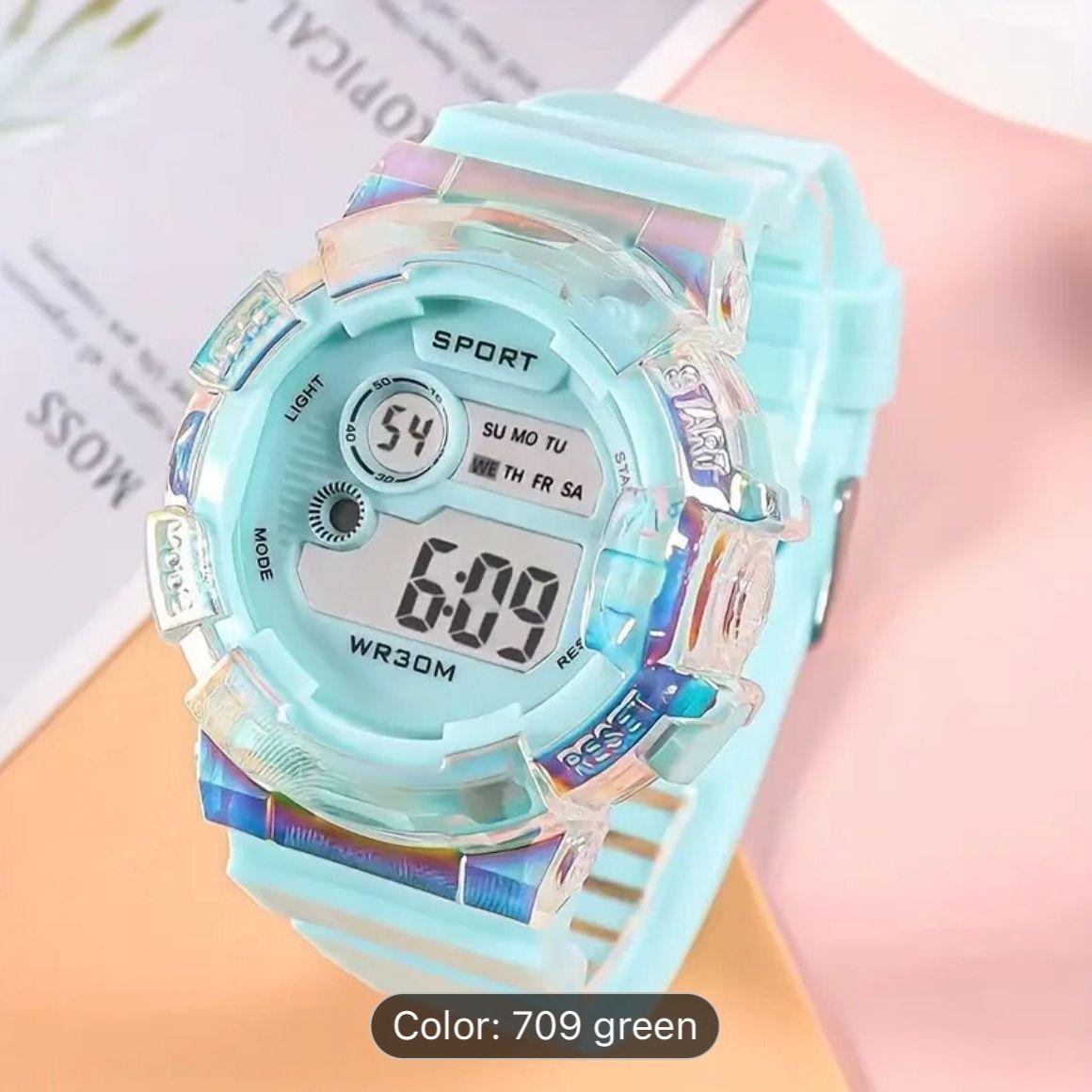 Teenage Girls Sports Digital Wrist Watch - available in green and pink