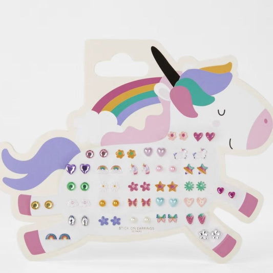 30 Pack Stick-On Earrings - Unicorn and Rainbow