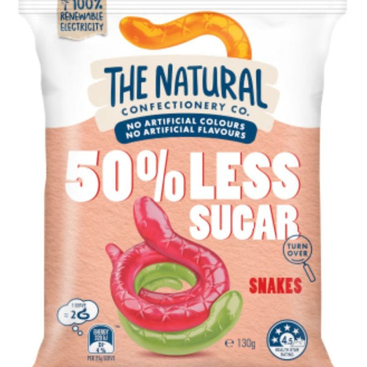 The Natural Confectionery Co. 50% less sugar snakes