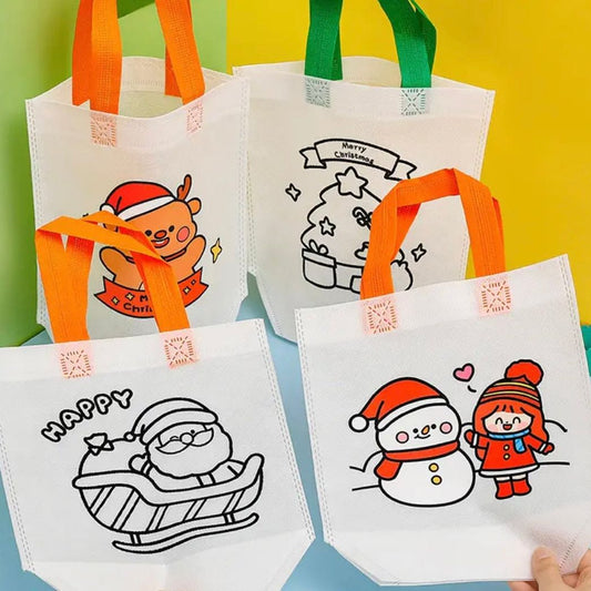 DIY Christmas Tote Bag Colour In