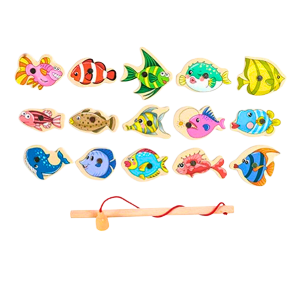 Magnetic wooden fishing game for toddlers
