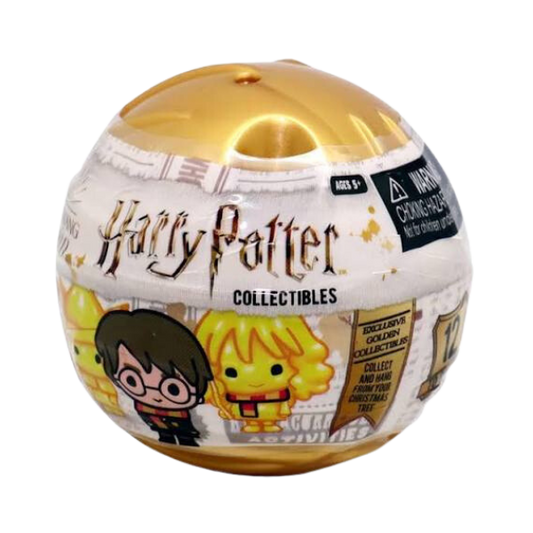 Harry Potter Collectible Gold Snitch Toy. Round gold and white ball that transforms into a snitch. Has the wording Harry Potter collectible.