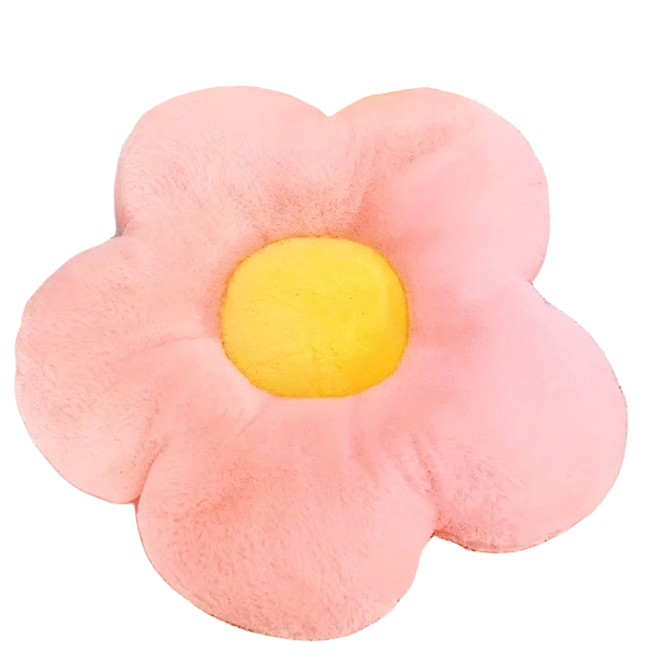 Pink flower shaped plush cushion