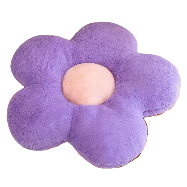 Purple flower shaped plush cushiom