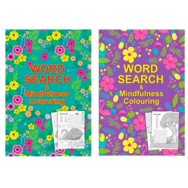 Word search and mindfulness colouring book