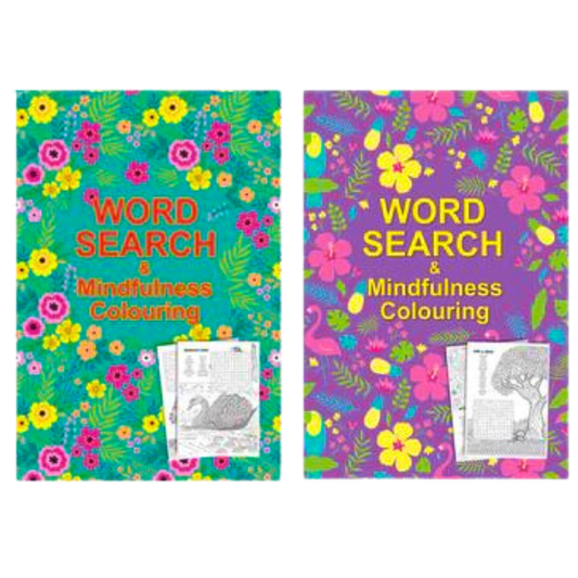 Word search and mindfulness colouring book