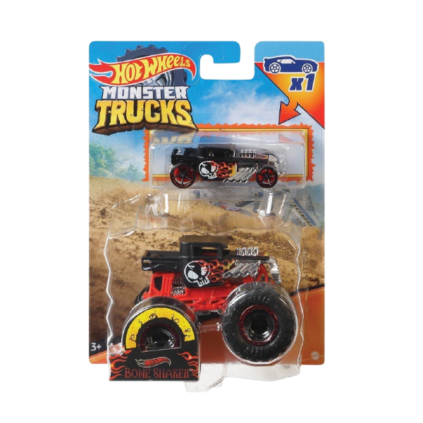 Hot Wheels Monster Truck in Packet. Ted with yellow and black wheels.