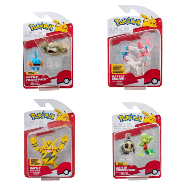 Pokemon Battle Figures in packaging, showing range of 4 